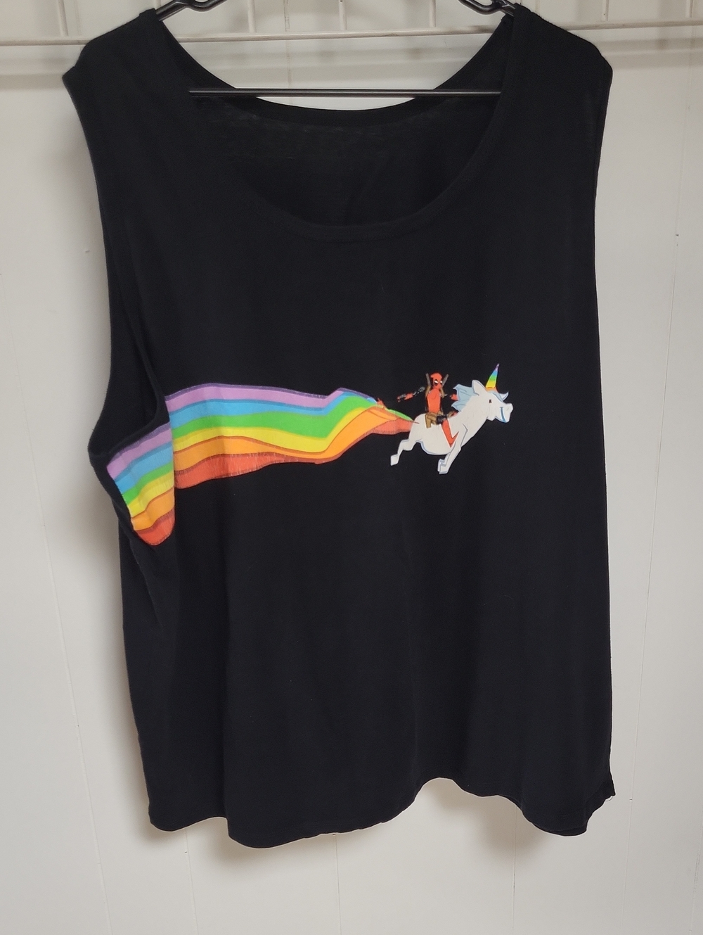 Men's Black Rainbow Unicorn Graphic Tank Top